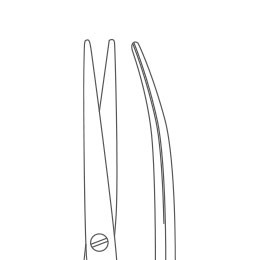 Ножницы с узкими закругленными лезвиями, вертикально-изогнутые