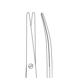 Ножницы для рассечения мягких тканей в глубоких полостях вертикально-изогнутые с ТВС
