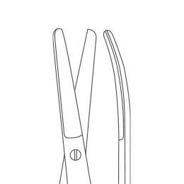 Ножницы для глубоких полостей тупоконечные вертикально-изогнутые